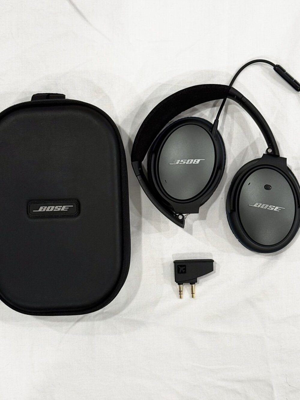 Bose QuietComfort 25 QC25 Noise Cancelling Wired Headphones Black + Case Tested